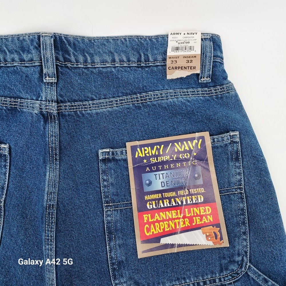 ARMY NAVY Carpenter Jeans Flannel Lined Titanium Denim Waist 33 Inseam 32 - Picture 3 of 10